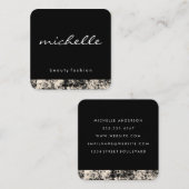 Minimalistisches Weiß mit kursiver Textur mit Text Quadratische Visitenkarte (Vorne/Hinten)