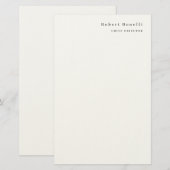Minimalistisches Weiß Modern Briefpapier (Vorne/Hinten)