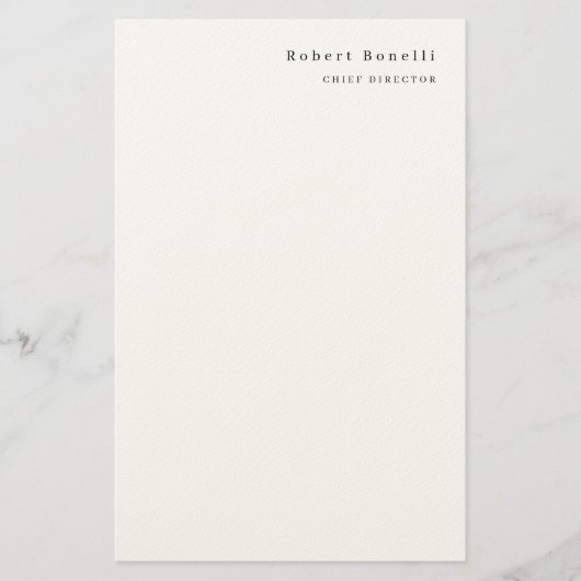 Minimalistisches Weiß Modern Briefpapier (Vorderseite)