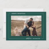 Minimalistisches Weiß und Grün Foto Weihnachten (Vorderseite)