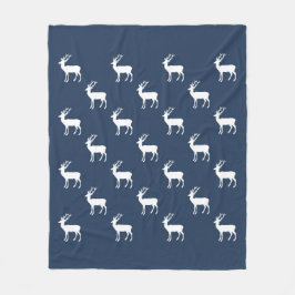 Minimalistisches Weiße Rentiermuster auf blau Fleecedecke