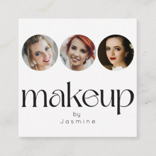 Minimalistisches weißes 3-Foto-MUA-QR-Code-Socials Quadratische Visitenkarte