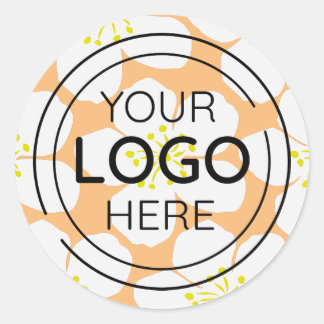 Minimalistisches weißes Blumenmuster Runder Aufkleber