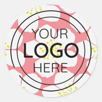 Minimalistisches weißes Blumenmuster Runder Aufkleber