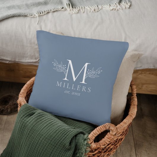 Minimalistisches weißes Botanisches Monogramm Kissen