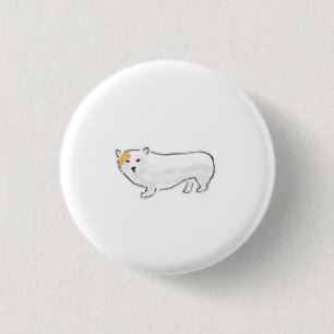 Minimalistisches weißes Corgi-Handzeichnungsgesche Button