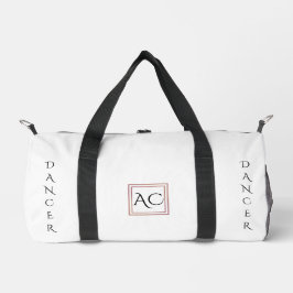 Minimalistisches weißes "DANCER" Monogramm und Nam Duffle Bag