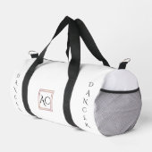 Minimalistisches weißes "DANCER" Monogramm und Nam Duffle Bag (Rechte Ecke)
