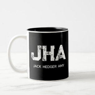 MINIMALISTISCHES WEIßES DREIBUCHSTABEN-MONOGRAMM N ZWEIFARBIGE TASSE