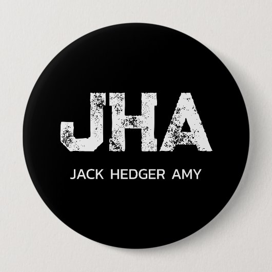 MINIMALISTISCHES WEIßES DREIBUCHSTABIGES MONOGRAMM BUTTON (Vorderseite)