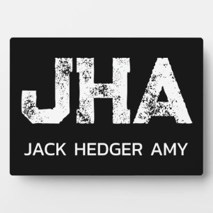 MINIMALISTISCHES WEIßES DREIBUCHSTABIGES MONOGRAMM FOTOPLATTE