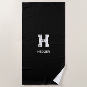 MINIMALISTISCHES WEIßES EIN-BUCHSTABEN-MONOGRAMM N STRANDTUCH
