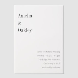 Minimalistisches Weißes Elegantes Chic Moderne Hoc Pergament Einladungen