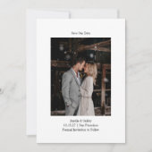 Minimalistisches weißes elegantes Hochzeitsszenari Save The Date (Vorderseite)