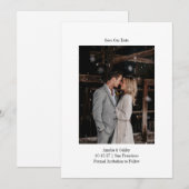 Minimalistisches weißes elegantes Hochzeitsszenari Save The Date (Vorne/Hinten)