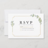 Minimalistisches Weißes Frame Gold RSVP Karte (Vorderseite)