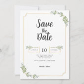 Minimalistisches Weißes Frame Gold Save The Date (Vorderseite)