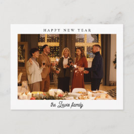 Minimalistisches Weißes Glück Neues Jahr Foto Postkarte