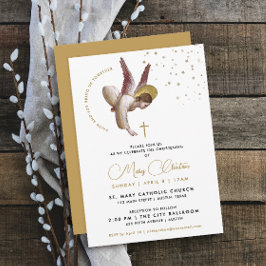 Minimalistisches Weißes Gold Taufe Angel Faith Einladung
