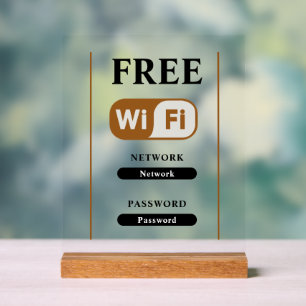 Minimalistisches, weißes, gratis WiFi-Zeichen Acrylschild
