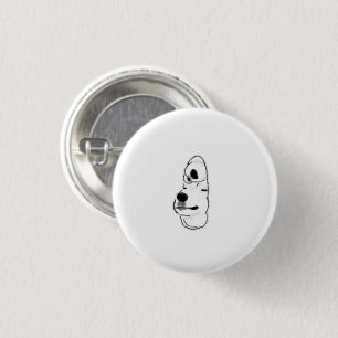 Minimalistisches weißes Hundprofil personalisierte Button