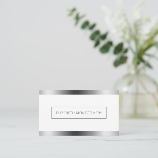 Minimalistisches weißes Imitat Visitenkarte (Stehend Vorderseite)