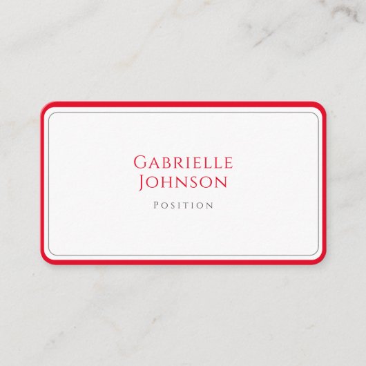 Minimalistisches Weißes Kirschrot Einfaches, feine Visitenkarte (Vorderseite)