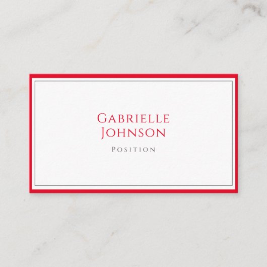 Minimalistisches Weißes Kirschrot Einfaches, feine Visitenkarte (Vorderseite)