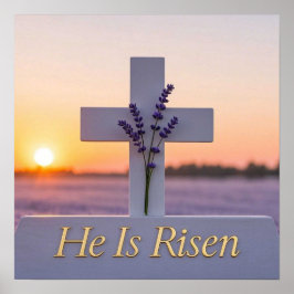 Minimalistisches weißes Kreuz mit Lavendel Poster