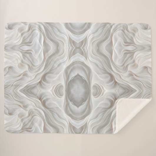 Minimalistisches weißes Marmorwellen Sherpa Blanke Sherpadecke (Vorderseite (Horizontal))