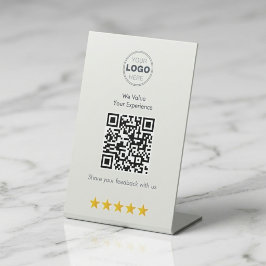 Minimalistisches weißes modernes QR-Feedback-Desig Sockelschild