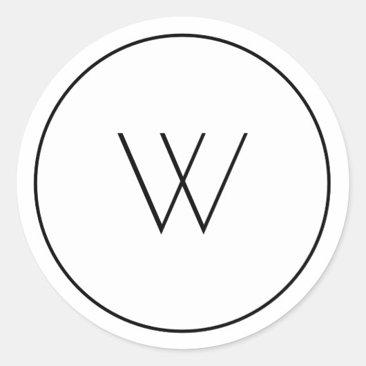 Minimalistisches weißes Monogramm Einfaches Single Runder Aufkleber (Vorderseite)