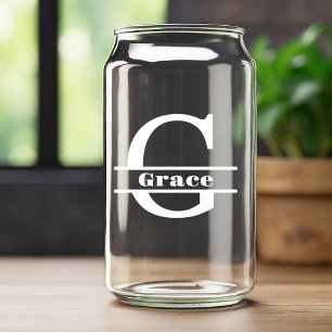Minimalistisches weißes Monogramm mit Buchstabe G  Dosenglas