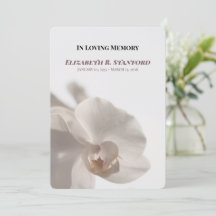 Minimalistisches weißes Orchideen-Gedenkprogramm