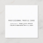 Minimalistisches Weißes Quadratische Visitenkarte (Rückseite)