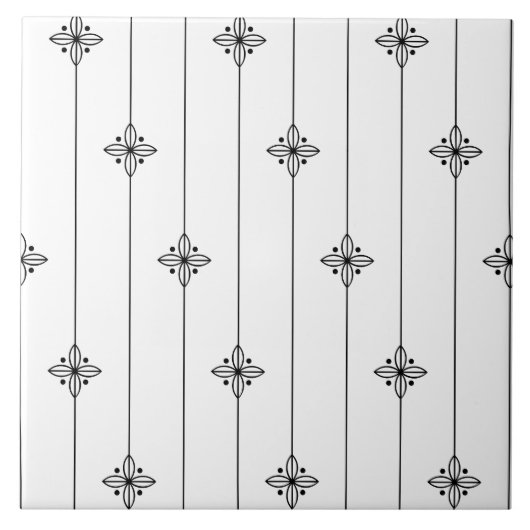 Minimalistisches weißes schwarzes geometrisches fliese (Vorderseite)