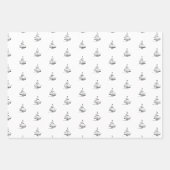 Minimalistisches weißes schwarzes Weihnachtsgesche Geschenkpapier Set (Vorderseite 2)