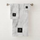 Minimalistisches weißes Silber und graues Texturmo Badhandtuch Set (Insitu)