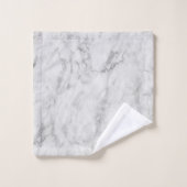 Minimalistisches weißes Silber und graues Texturmo Badhandtuch Set (Waschlappen)