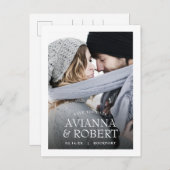 Minimalistisches weißes Typografie-Foto Save the D Ankündigungspostkarte (Vorne/Hinten)