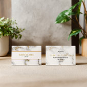 Minimalistisches weißes und luxuriöses Goldmarmor Visitenkarte
