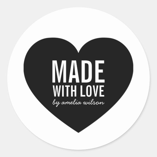 Minimalistisches Weißes und Schwarzes Herz aus Lie Runder Aufkleber (Vorderseite)