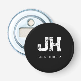 MINIMALISTISCHES WEIßES ZWEI-BUCHSTABEN-MONOGRAMM  FLASCHENÖFFNER