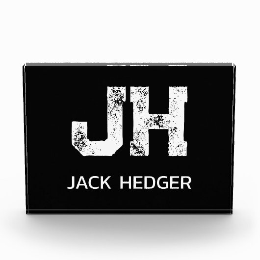 MINIMALISTISCHES WEIßES ZWEI-BUCHSTABEN-MONOGRAMM FOTOBLOCK (Vorderseite)