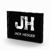 MINIMALISTISCHES WEIßES ZWEI-BUCHSTABEN-MONOGRAMM FOTOBLOCK (Rechts)