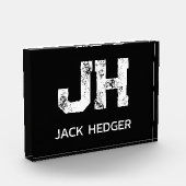 MINIMALISTISCHES WEIßES ZWEI-BUCHSTABEN-MONOGRAMM FOTOBLOCK (Links)