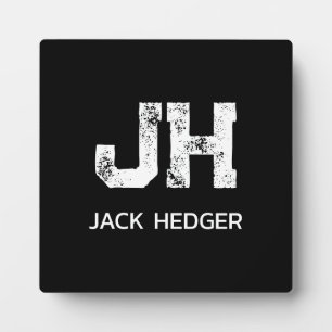 MINIMALISTISCHES WEIßES ZWEI-BUCHSTABEN-MONOGRAMM  FOTOPLATTE