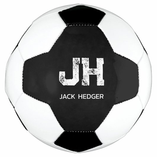 MINIMALISTISCHES WEIßES ZWEI-BUCHSTABEN-MONOGRAMM  FUßBALL (Vorderseite)