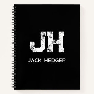 MINIMALISTISCHES WEIßES ZWEI-BUCHSTABEN-MONOGRAMM  NOTIZBLOCK