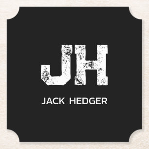 MINIMALISTISCHES WEIßES ZWEI-BUCHSTABEN-MONOGRAMM UNTERSETZER